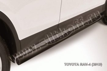 8 849 р. Защита порогов Slitkoff  Toyota RAV4  XA40 (2012-2015) (Цвет: серебристый). Увеличить фотографию 1
