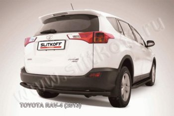 8 299 р. Защита задняя Slitkoff  Toyota RAV4  XA40 (2012-2015) (Цвет: серебристый). Увеличить фотографию 1