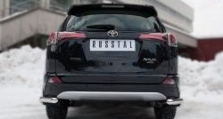 12 999 р. Защита заднего бампера (Ø63 мм уголки, нержавейка) Russtal  Toyota RAV4  XA40 (2015-2019). Увеличить фотографию 1