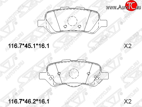 1 079 р. Колодки тормозные SAT (задние) Toyota Venza GV10 дорестайлинг (2008-2012)