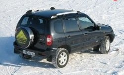 5 299 р. Рейлинги АПС L Chevrolet Niva 2123 дорестайлинг (2002-2008) (Башмак черный, рейлинг серый). Увеличить фотографию 3