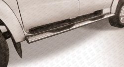 Защита порогов из трубы d76 мм с пластиковыми вставками для ног Slitkoff Уаз (uaz) Патриот (Patriot)  23632 (2008-2016) 23632 дорестайлинг пикап, 1 рестайлинг пикап