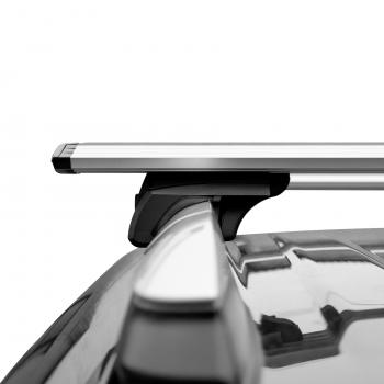 8 399 р. Багажник в сборе LUX Элегант Ford Focus 4 хэтчбэк дорестайлинг (2018-2024) (поперечины аэро-трэвэл, длина 130 см серые). Увеличить фотографию 3