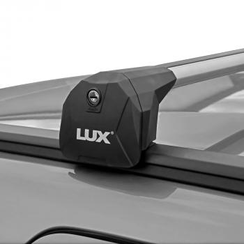 8 159 р. Багажник в сборе универсальный (на интегрированые рейлинги) LUX SCOUT Ford Fiesta 4 хэтчбэк 3 дв. дорестайлинг (1996-1999) (серые поперечины). Увеличить фотографию 3