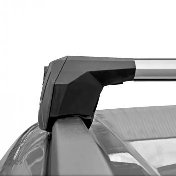 8 159 р. Багажник в сборе универсальный (на интегрированые рейлинги) LUX SCOUT Lancia Ypsilon (2003-2024) (серые поперечины). Увеличить фотографию 4