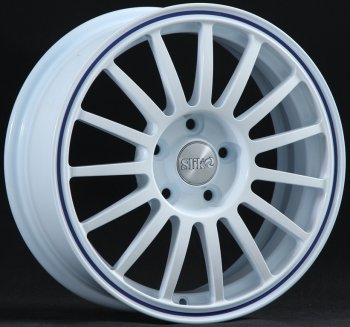 Кованый диск Slik classik R16x6.5 Белый с синим ободом 6.5x16 Audi A4 B8 рестайлинг, седан (2011-2015) 5x112.0xDIA66.5xET39.0