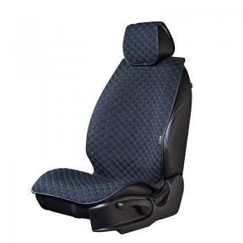 Универсальная накидка на сиденья Hyundai Solaris RB дорестайлинг седан  (2010-2014) Lord Autofashion Кристалл (трикотаж, 4 места). (Чёрный с синей строчкой)Цена: 5 299 р.. Увеличить фотографию 1