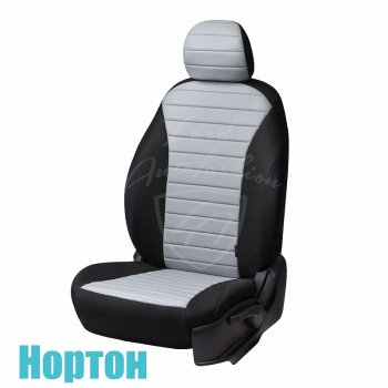 Комплект универсальных чехлов для сидений Hyundai Solaris RB дорестайлинг седан  (2010-2014) Lord Autofashion Нортон (трикотаж). (Черный, вставка светло-серая)Цена: 4 549 р.. Увеличить фотографию 1