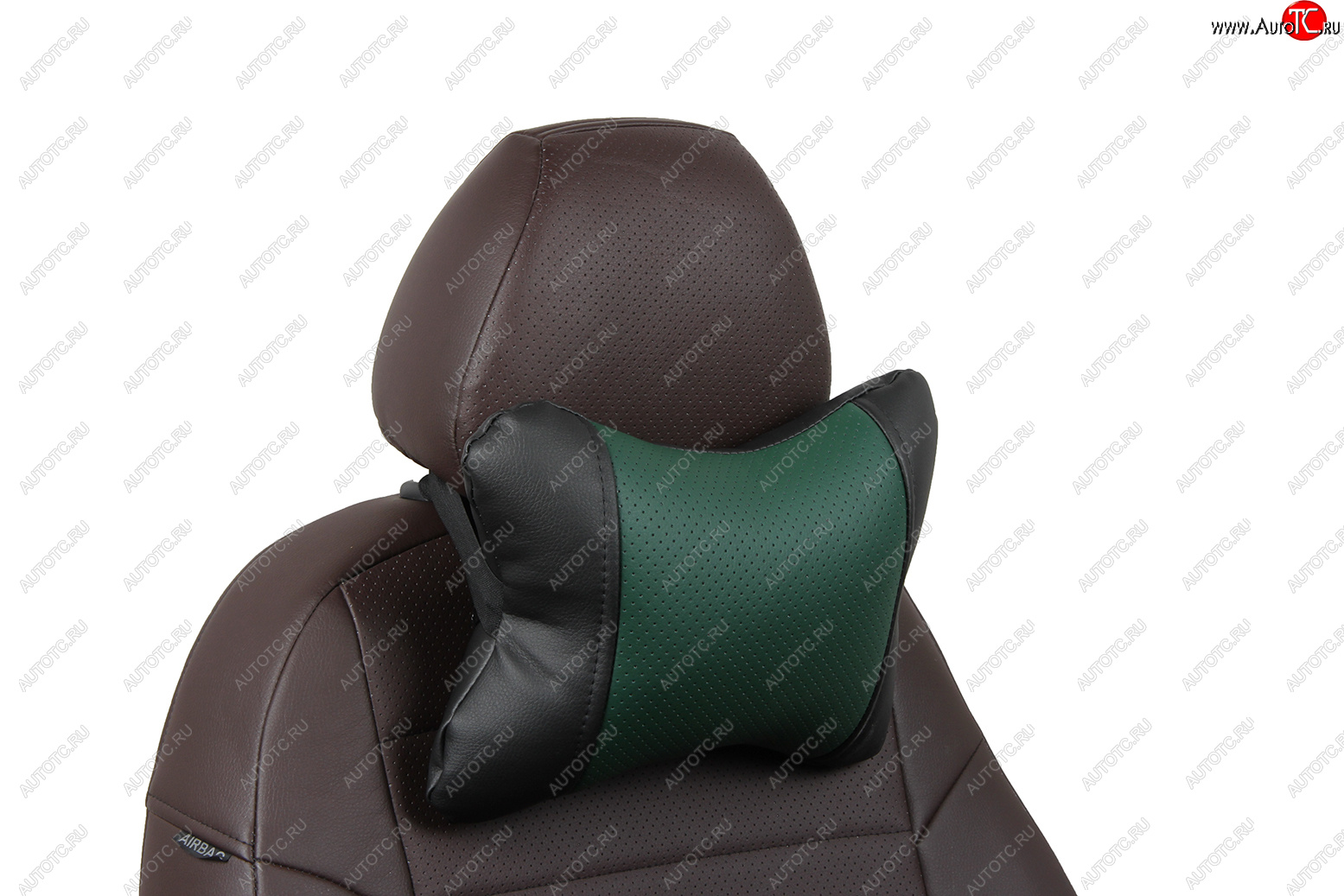 329 р. Подушка под шею AUTOPILOT Экокожа   (Черный + Зеленый)
