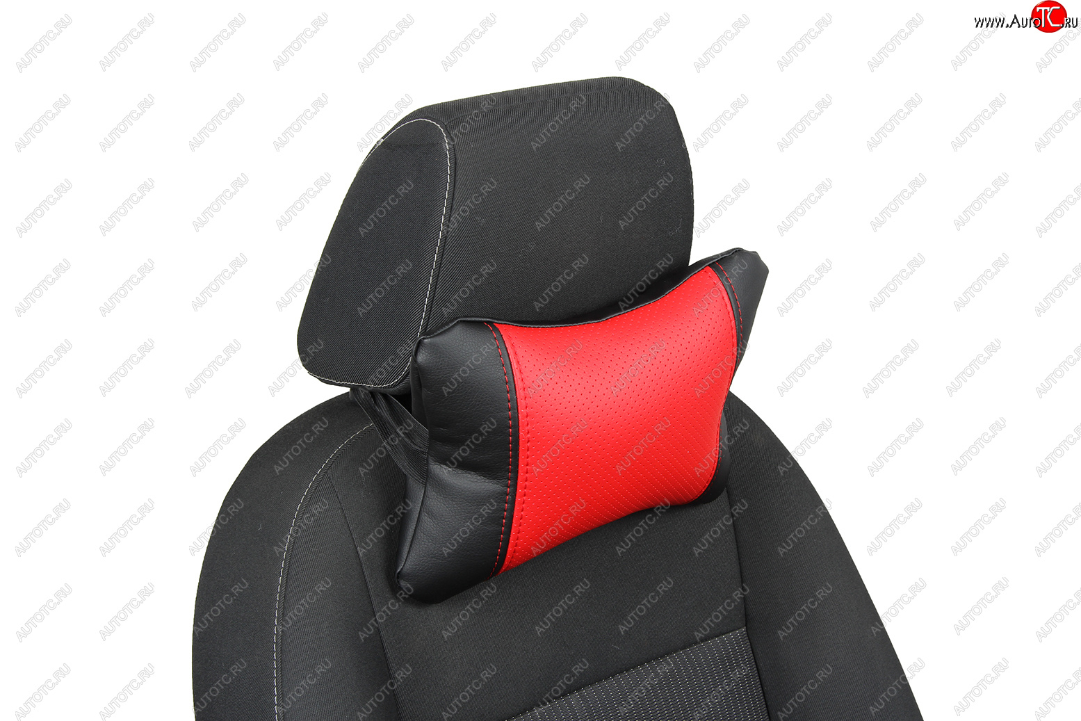349 р. Подушка под шею AUTOPILOT Экокожа   (Черный + Красный)