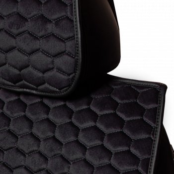 Комплект накидок на сиденья KIA Sorento (UM/Prime) 3 поколение дорестайлинг (2014-2018) Lord Autofashion Тейлор (велюр, 2 места). (Чёрный 800)Цена: 2 999 р.. Увеличить фотографию 3