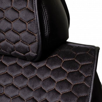Комплект накидок на сиденья KIA Sorento (UM/Prime) 3 поколение дорестайлинг (2014-2018) Lord Autofashion Тейлор (велюр, 2 места). (Чёрный 800/Бежевый)Цена: 3 149 р.. Увеличить фотографию 3