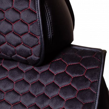 Комплект накидок на сиденья KIA Sorento (UM/Prime) 3 поколение дорестайлинг (2014-2018) Lord Autofashion Тейлор (велюр, 2 места). (Чёрный 800/Красный)Цена: 2 999 р.. Увеличить фотографию 2