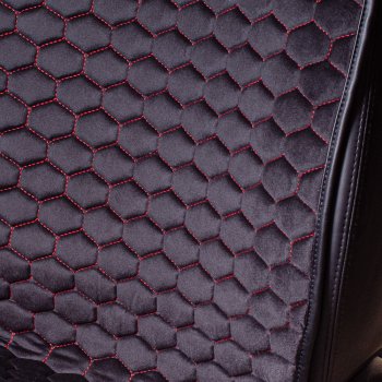 Комплект накидок на сиденья KIA Sorento (UM/Prime) 3 поколение дорестайлинг (2014-2018) Lord Autofashion Тейлор (велюр, 2 места). (Чёрный 800/Красный)Цена: 2 999 р.. Увеличить фотографию 4