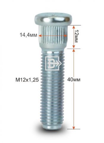 Забивная шпилька 40.0 мм ступицы колеса Вектор M12x1.25 x 40.0 Nissan Elgrand 2 рестайлинг (2004-2010) 