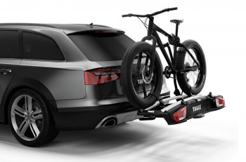 Велобагажник-платформа на фаркоп KIA Sorento (UM/Prime) 3 поколение дорестайлинг (2014-2018) Thule VeloSpace XT. (Для 2-х велосипедов)Цена: 43 999 р.. Увеличить фотографию 3