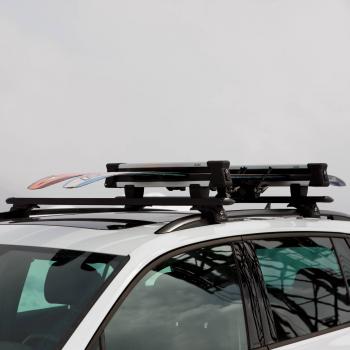 8 799 р. Крепление 3 пар лыж/2 сноуборда на аэродинамический профиль LUX Эльбрус Toyota Land Cruiser J300 дорестайлинг (2021-2024). Увеличить фотографию 6