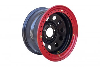 10 599 р. Штампованый диск OFF-ROAD Wheels (усиленный, с бедлоком) 8.0x16   (Цвет: черный-красный). Увеличить фотографию 1