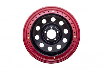 10 599 р. Штампованый диск OFF-ROAD Wheels (усиленный, с бедлоком) 8.0x16   (Цвет: черный-красный). Увеличить фотографию 2