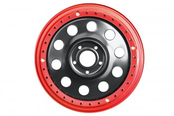 13 999 р. Штампованый диск OFF-ROAD Wheels (усиленный, с бедлоком) 8.0x17   (Цвет: черный-красный). Увеличить фотографию 2