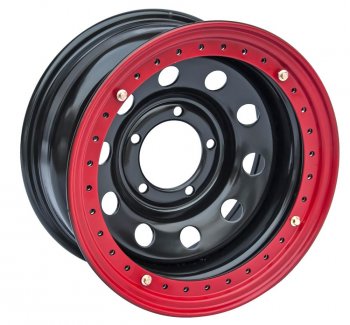 11 999 р. Штампованый диск OFF-ROAD Wheels (стальной усиленный с бедлоком, круг - черный/красный). 10.0 x 16  . Увеличить фотографию 2