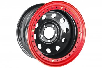 11 799 р. Штампованый диск OFF-ROAD Wheels (усиленный, с бедлоком) 8.0x15   (Цвет: черный-красный). Увеличить фотографию 1