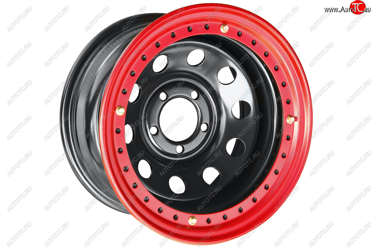 11 799 р. Штампованый диск OFF-ROAD Wheels (усиленный, с бедлоком) 8.0x15   (Цвет: черный-красный)