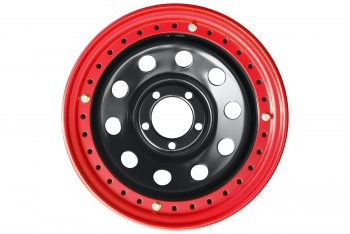 11 799 р. Штампованый диск OFF-ROAD Wheels (усиленный, с бедлоком) 8.0x15   (Цвет: черный-красный). Увеличить фотографию 2