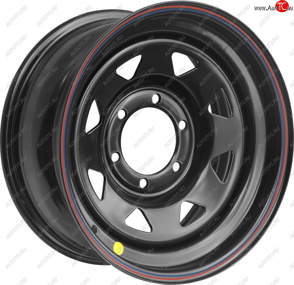 4 089 р. Штампованый диск OFF-ROAD Wheels (стальной усиленный, треугольник мелкий - черный). 8.0 x 15 Chevrolet Malibu 8 (2013-2015) 5x110.0xDIA110.0xET-25.0 