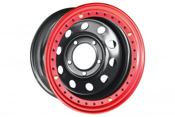 Штампованый диск OFF-ROAD Wheels (стальной усиленный с бедлоком, круг - черный с красным). 8.0 x 16 