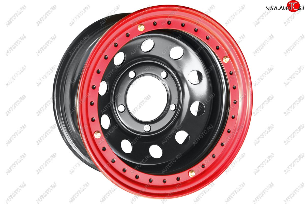 10 599 р. Штампованый диск OFF-ROAD Wheels (стальной усиленный с бедлоком, круг - черный с красным). 8.0 x 16  