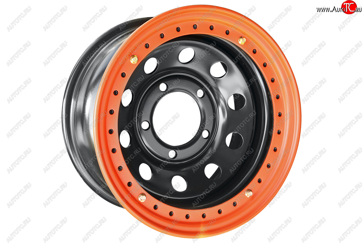 10 999 р. Штампованый диск OFF-ROAD Wheels (стальной усиленный с бедлоком, круг - черный с оранжевым). 8.0 x 16  