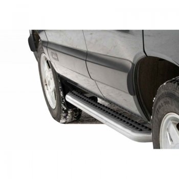 4 699 р. Защита штатных для ног ТехноСфера (Техно Сфера) Эксклюзив.          2123 Шеви RS  Chevrolet Niva  2123 (2002-2008), Лада 2123 (Нива Шевроле) (2002-2008) (Серебристый). Увеличить фотографию 1