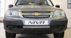 1 899 р. Защитная сетка на бампер Russtal (хром, 3 части)  Chevrolet Niva  2123 (2002-2008), Лада 2123 (Нива Шевроле) (2002-2008). Увеличить фотографию 1