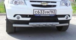 Двойная защита переднего бампера из труб диаметром по 63.5 мм с защитой картера Металл Дизайн Chevrolet (Шевролет) Niva (Нива)  2123 (2009-2020), Лада (ваз) 2123 (Нива Шевроле) (niva) (2009-2021)