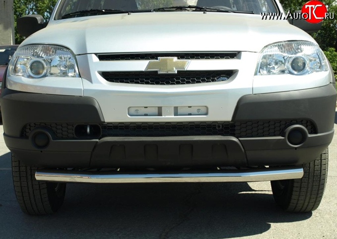 3 389 р. Одинарная защита переднего бампера Металл Дизайн диаметром 63.5 мм (рестайлинг)  Chevrolet Niva  2123 (2009-2020), Лада 2123 (Нива Шевроле) (2009-2021) (Сталь с покрытием (металл. торцы), Цвет серебристый)