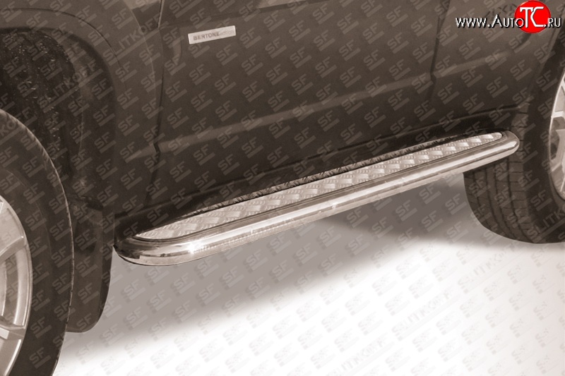 13 949 р. Широкая защита порогов (рестайлинг) Slitkoff (d57 с листом, усиленная) Chevrolet Niva 2123 рестайлинг (2009-2020)