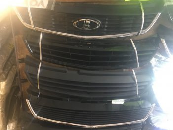 1 999 р. Решетка радиатора в бампер Drive Лада Приора 2170 седан рестайлинг (2013-2018) (Черная, Неокрашенная). Увеличить фотографию 1