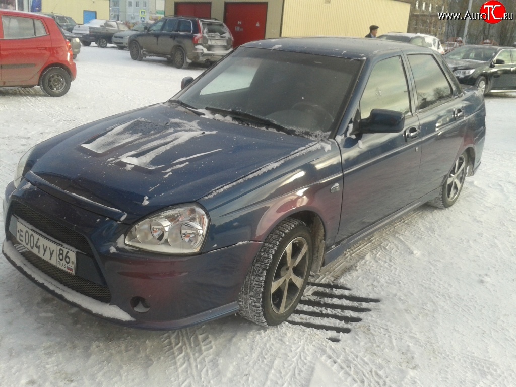 8799р Передний бампер Lancer Style Лада Приора 2170 седан, 2171 универсал,  2172 хэтчбек, 21728 купе Неокрашенный купить