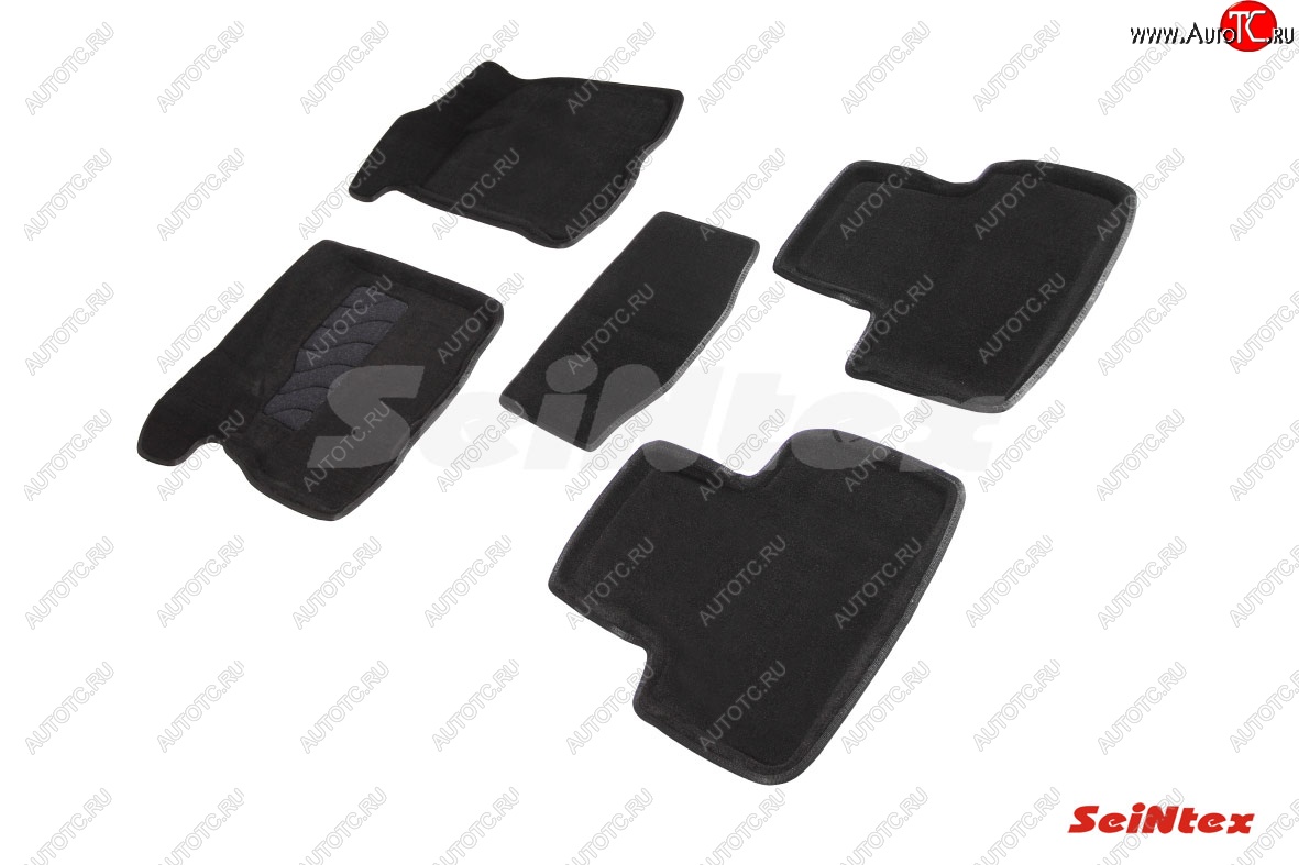 4 399 р. Комплект 3D ковриков в салон (ворсовые / чёрные) Seintex  Лада Приора ( 2170 седан,  2171 универсал,  2172 хэтчбек,  21728 купе) (2007-2018)