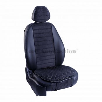 Подушка для сиденья универсальная Hyundai Solaris RB рестайлинг седан (2014-2017) Lord Autofashion Комфорт+ (велюр). (Черный, строчка бежевая)Цена: 769 р.. Увеличить фотографию 1