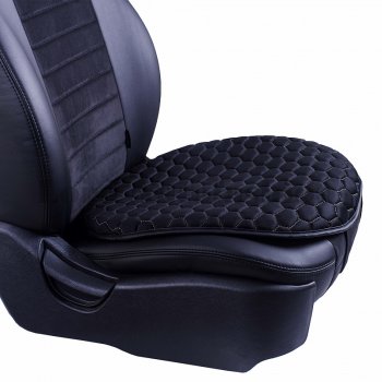 Подушка для сиденья универсальная Hyundai Solaris RB рестайлинг седан (2014-2017) Lord Autofashion Комфорт+ (велюр). (Черный, строчка бежевая)Цена: 769 р.. Увеличить фотографию 2