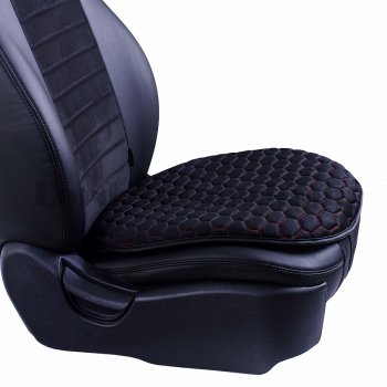 699 р. Подушка для сиденья универсальная Lord Autofashion Комфорт+ (велюр)   (Черный, строчка красная). Увеличить фотографию 2
