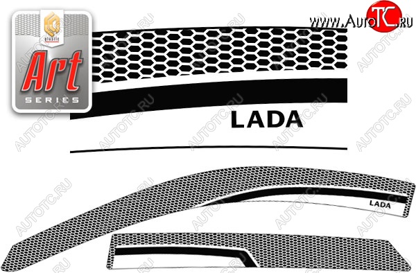 2 259 р. Дефлектора окон CA-Plastic  Лада Гранта  2190 седан (2011-2017) (Серия Art черная, Без хром.молдинга)
