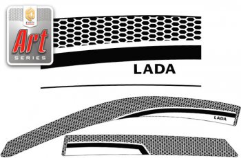 2 259 р. Дефлектора окон CA-Plastic  Лада Гранта  FL 2194 универсал (2018-2024) (Серия Art черная). Увеличить фотографию 1