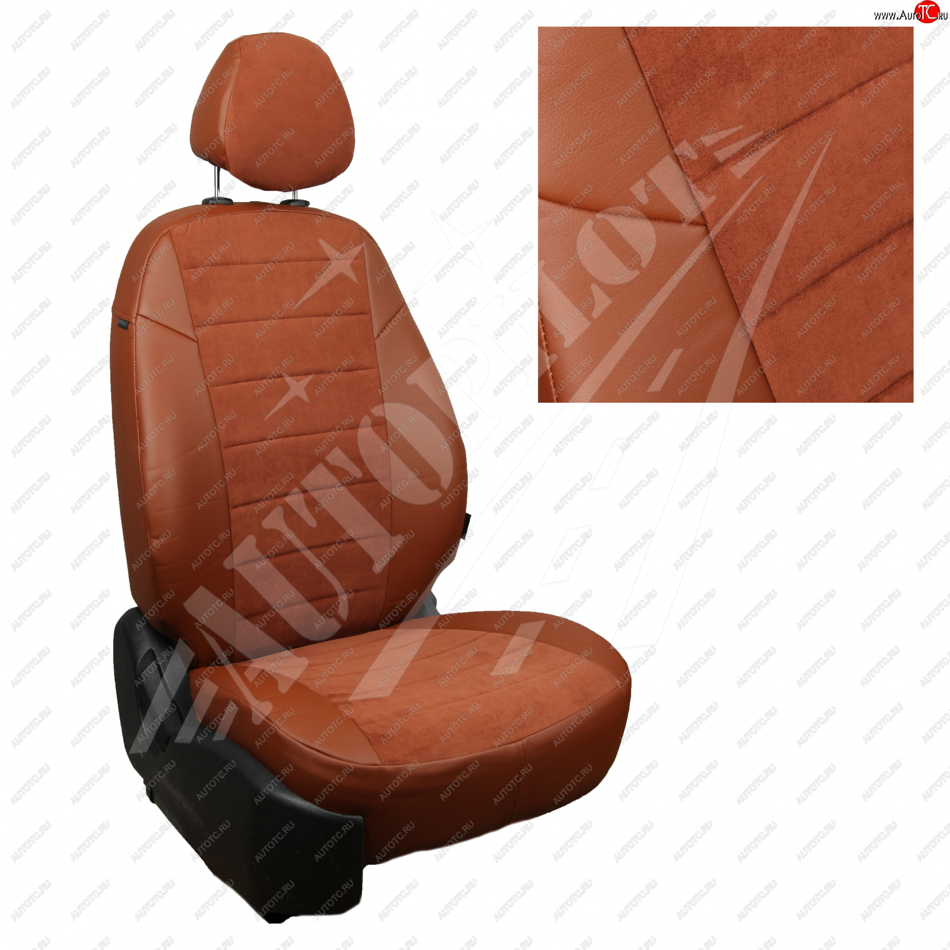 7 449 р. Чехлы сидений AUTOPILOT Алькантара (2 места)  Лада Ларгус (2021-2024) (Коричневый + Коричневый)
