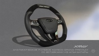 15 699 р. Анатомическое рулевое колесо Grand Premium (алькантара) Лада Веста 2180 седан дорестайлинг (2015-2023) (Без подогрева, На базе руля клиента). Увеличить фотографию 2