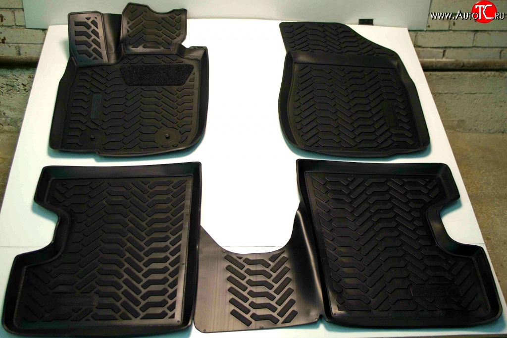 1 399 р. Комплект ковриков в салон Aileron 4 шт. (полиуретан, 3D с подпятником, без 3-го ряда)  Лада Ларгус (2012-2021)