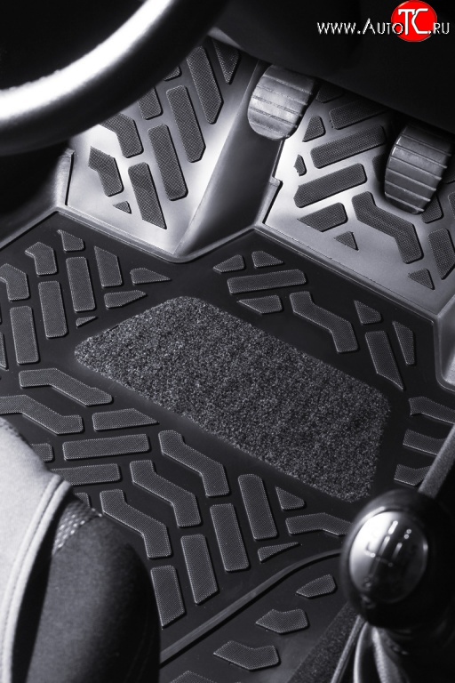 959 р. Комплект ковриков в салон (Фургон) Aileron 2 шт. (полиуретан, 3D с подпятником, передние коврики)  Лада Ларгус (2012-2021)