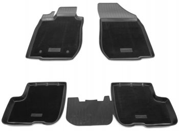 Комплект комбинированых ковриков в салон с повышенной износостойкостью (пассажирский) Unidec (полиуретан, текстиль) Лада Ларгус дорестайлинг R90 (2012-2021)  (Черный)